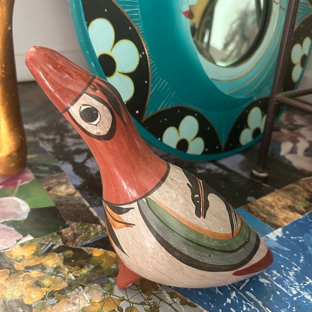 Vintage Tonala Folk Art Pottery Hand Painted Ceramic Duck Figurine, Mexico - Picture 4 of 16